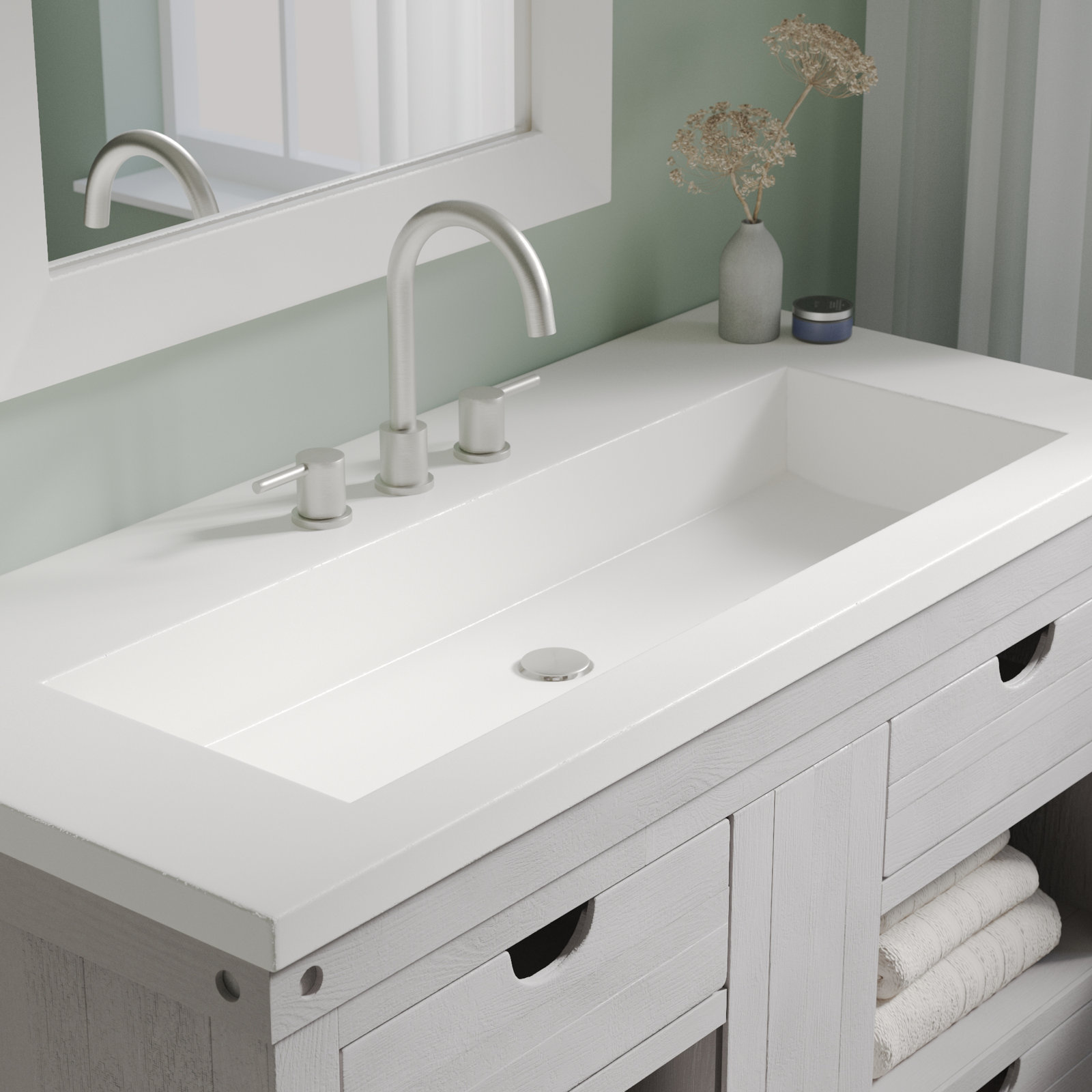NativeStone Capistrano Vanity Top with Sink, 8" Centers, Pearl