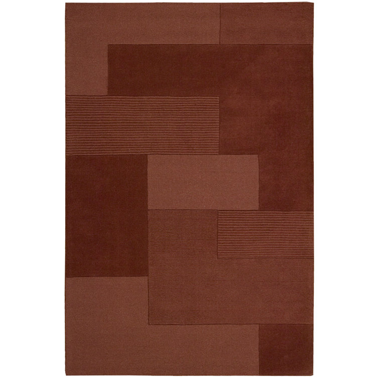 Tapis paprika en laine noué à la main à motif abstrait Bowery