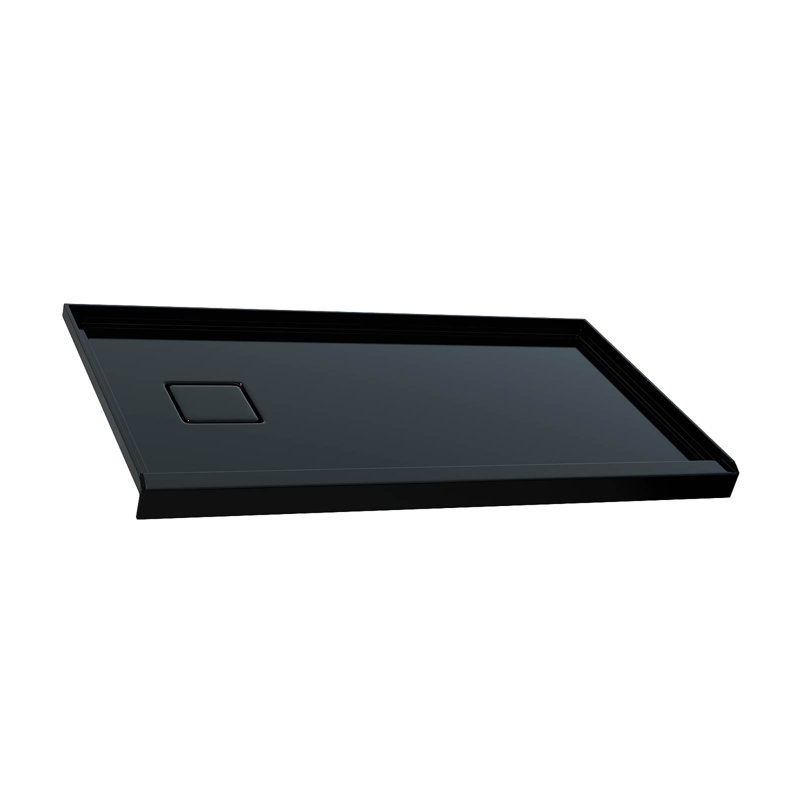 Base de douche moderne antidérapante à finition marbrée avec seuil plus large, H 60 po x l 32 po x P 3,6 po, Lustre noir