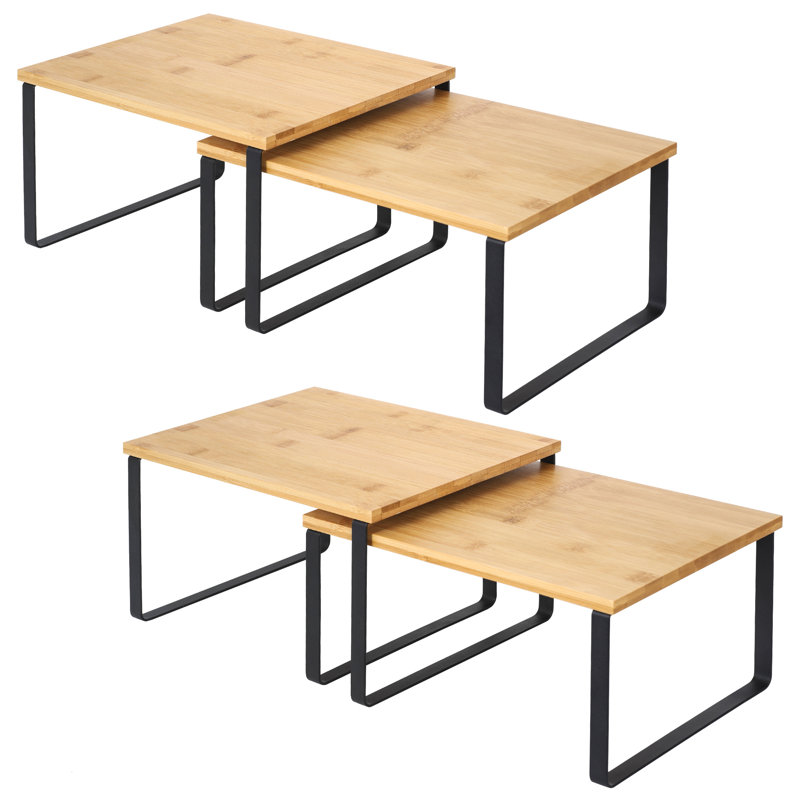 Ensemble de 4 tablettes d'appoint, Noir / blanc