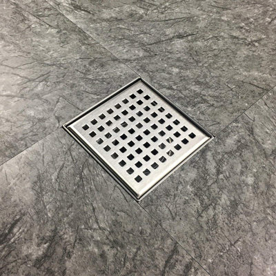 4 In. X 4 In. Stainless Steel Square Shower Drain With Square Pattern Surface