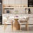 Cream Oak Rectangular Rock-Plate Table Chair Set 4 - Person Pedestal Dining Set-100748657