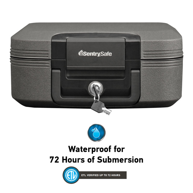 Sentry Safe Black Waterproof Fire-Resistant Chest with Key Lock