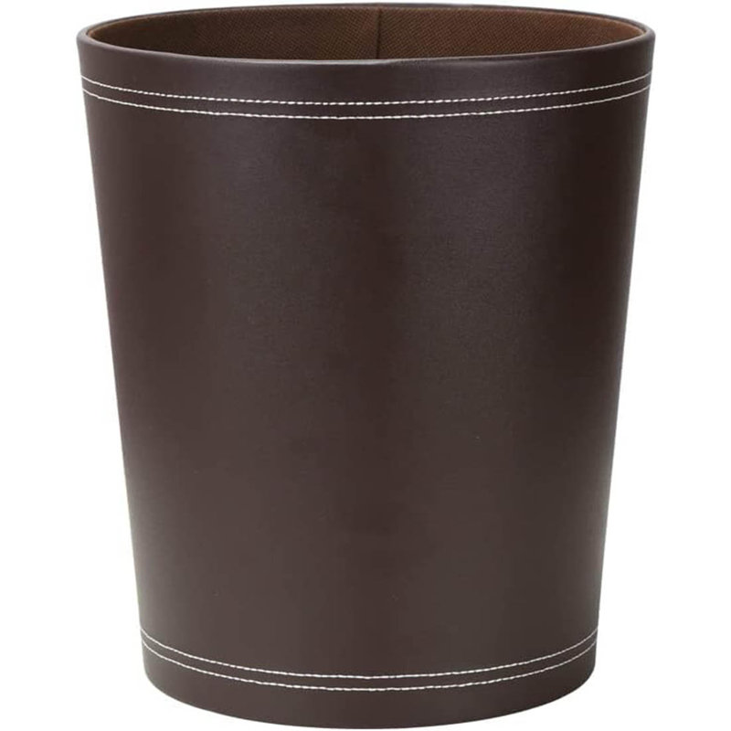 Leather / Faux Leather Open Waste Bin - 10L, Brown
