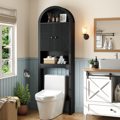 Armoire de rangement indépendante en arc de cercle au-dessus des toilettes