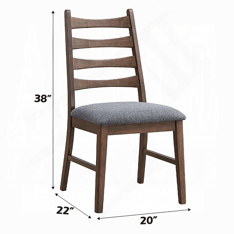 Ensemble de 2 chaises de salle à manger à finition noyer, siège rembourré gris foncé, bois massif durable, design moderne et élégant
