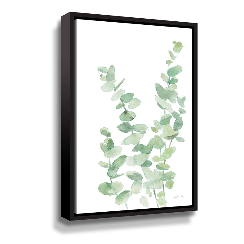 Eucalyptus II - peinture sur toile, H 36 po x l 24 po x P 2 po, Cadre noir