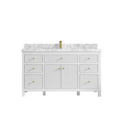 60'' Single Bathroom Vanity with Marble Top