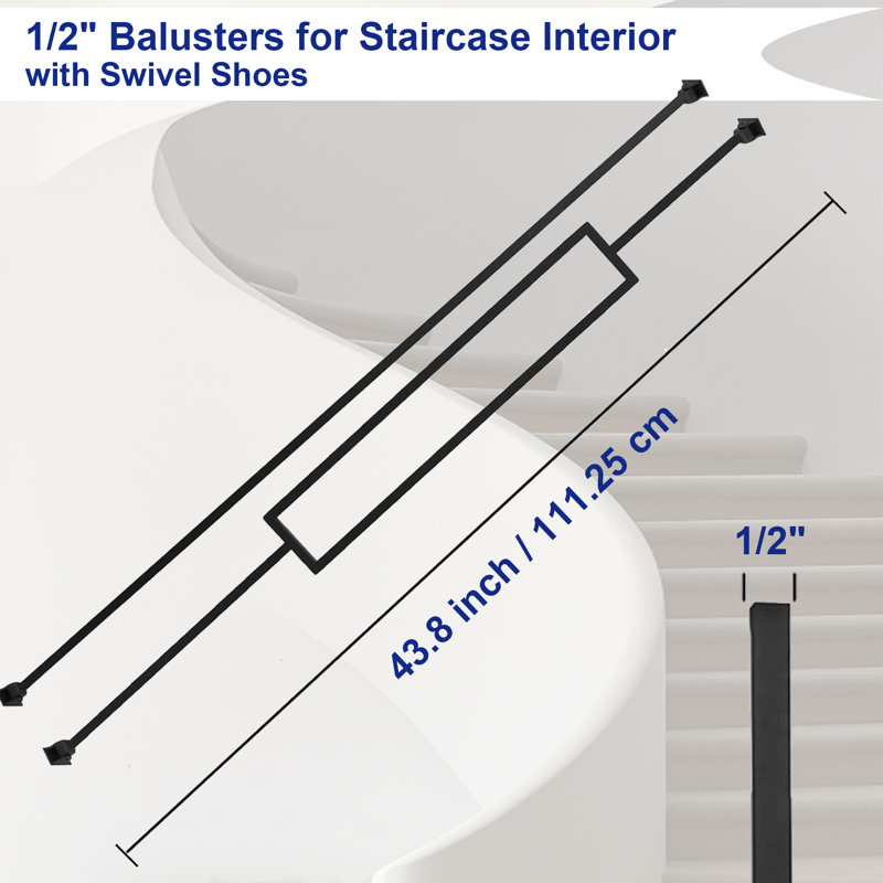 1/2" Square Balusters Rectangular Stair Balusters With  Swivel Shoes
