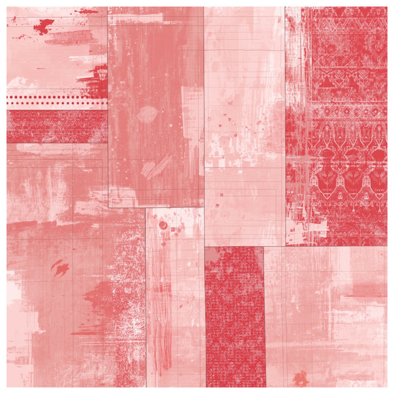 Red Geometric Patchwork Blankets, 60in W x 80in H