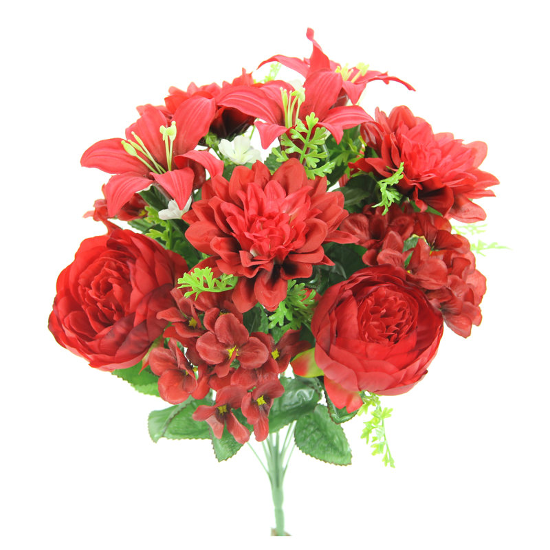 Arrangement floral mixte, rouge
