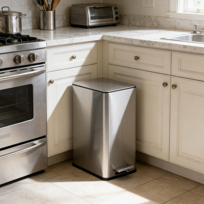 Poubelle en acier inoxydable 4 gallons avec couvercle à fermeture douce, marche-pieds pour la cuisine et le salon