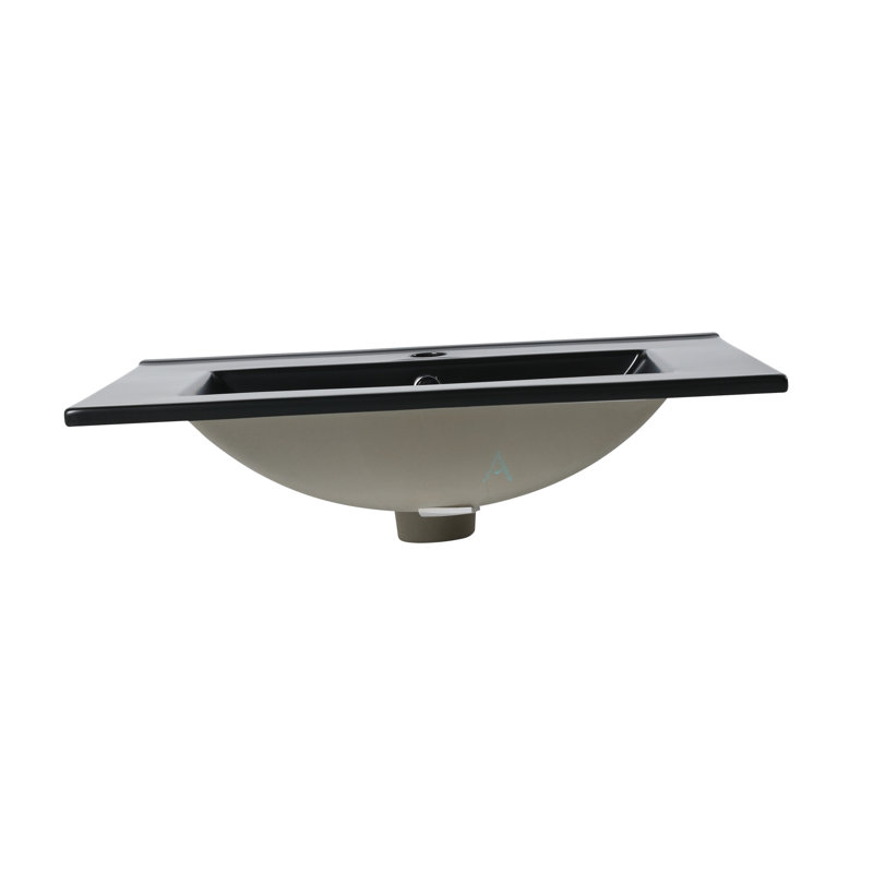 Comptoir de meuble-lavabo en céramique noir mat Roomfitter, lavabo intégré