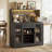Bar Cabinet With LED Light And Wine Rack, Coffee Bar Cabinets With Drawer And Glass Holder, Sideboard Table With Storage Shelves-1151051404