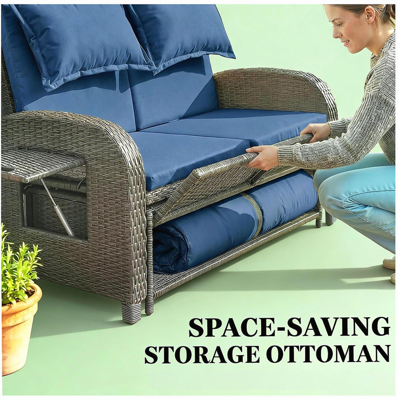 Wicker Outdoor Daybed,Rattan Daybed,Backrest Loveseat