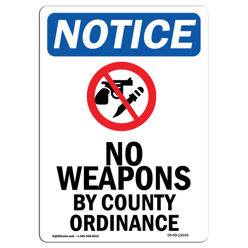 No Weapons by County Sign