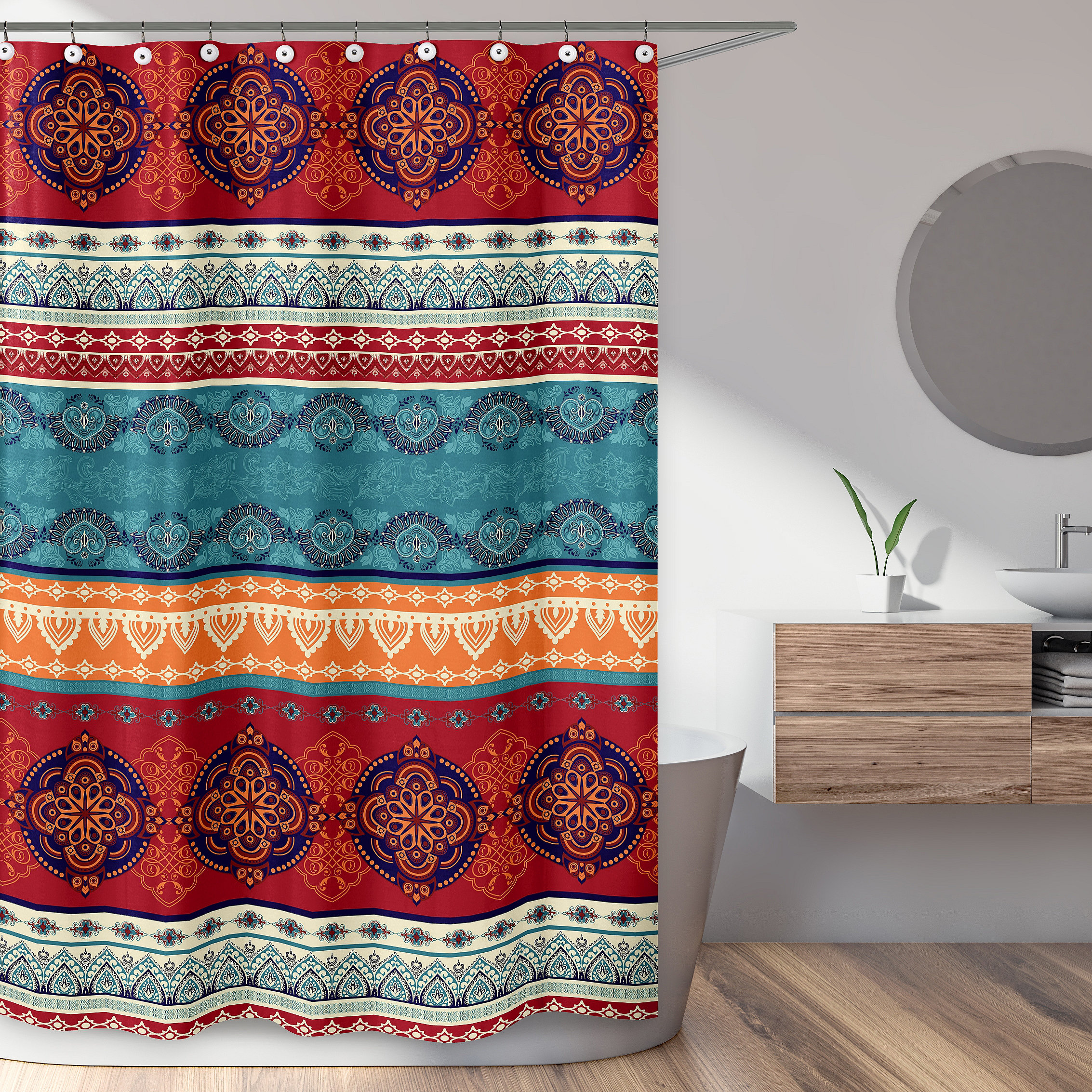 Ethnic Mandala Beautiful Boho Floral Shower Curtain Sets For