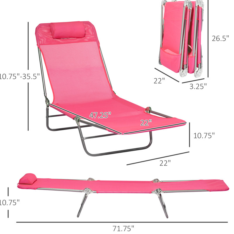Chaises de piscine pliantes, pliables, 6, roses pour chaises de patio extérieures, dossier réglable, siège respirant