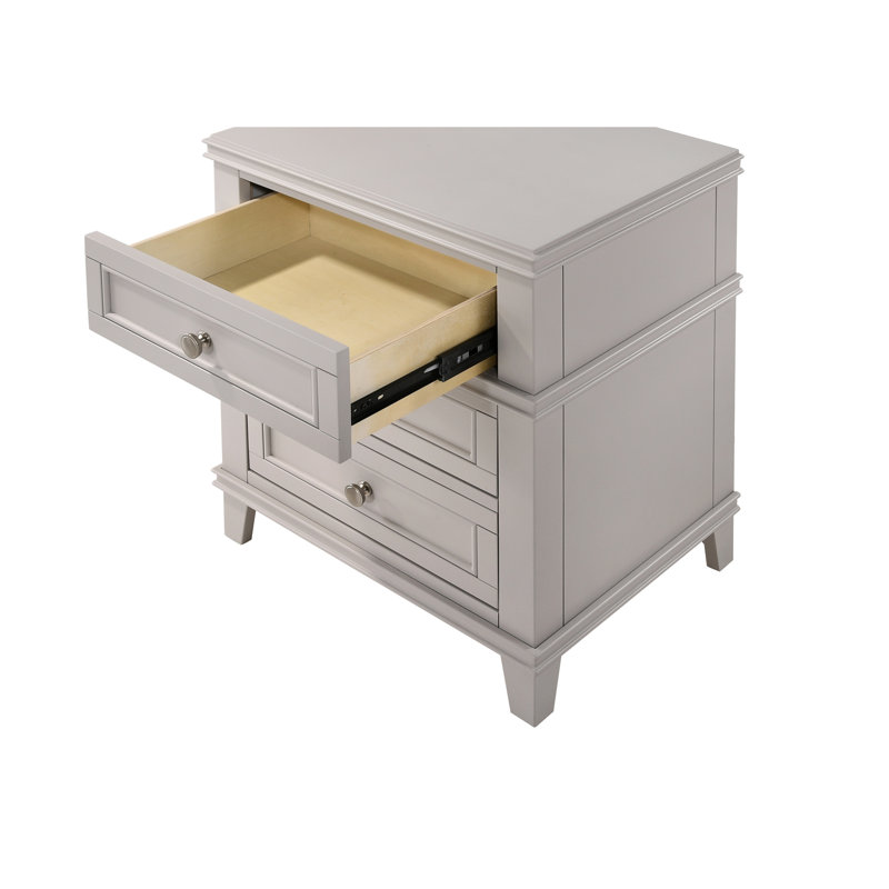 Table de chevet 3 tiroirs avec table de chevet USB Table de chevet moderne, Gris