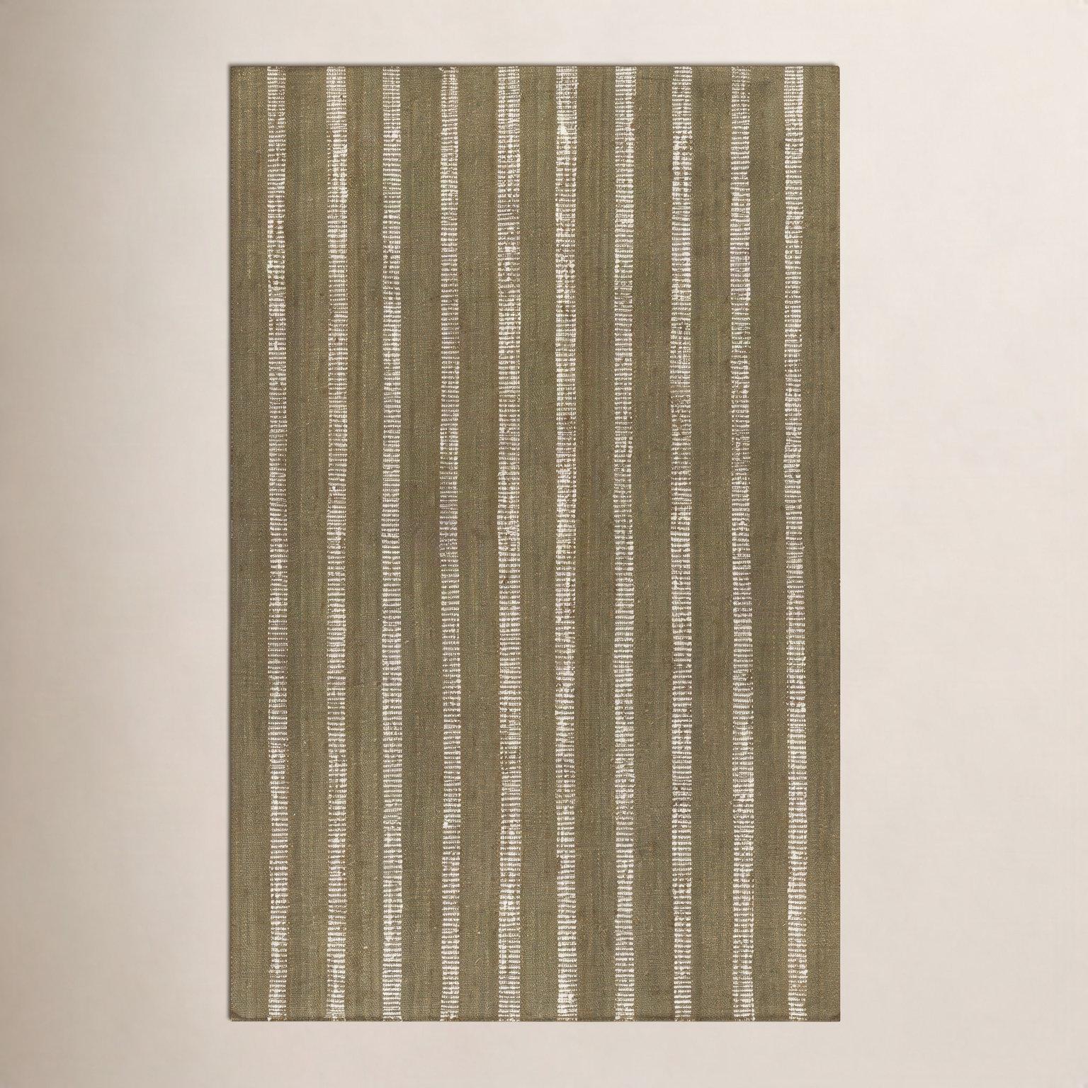 Aadison Green Hand-Woven Striped Jute Rug, Rectangle 2' x 3'