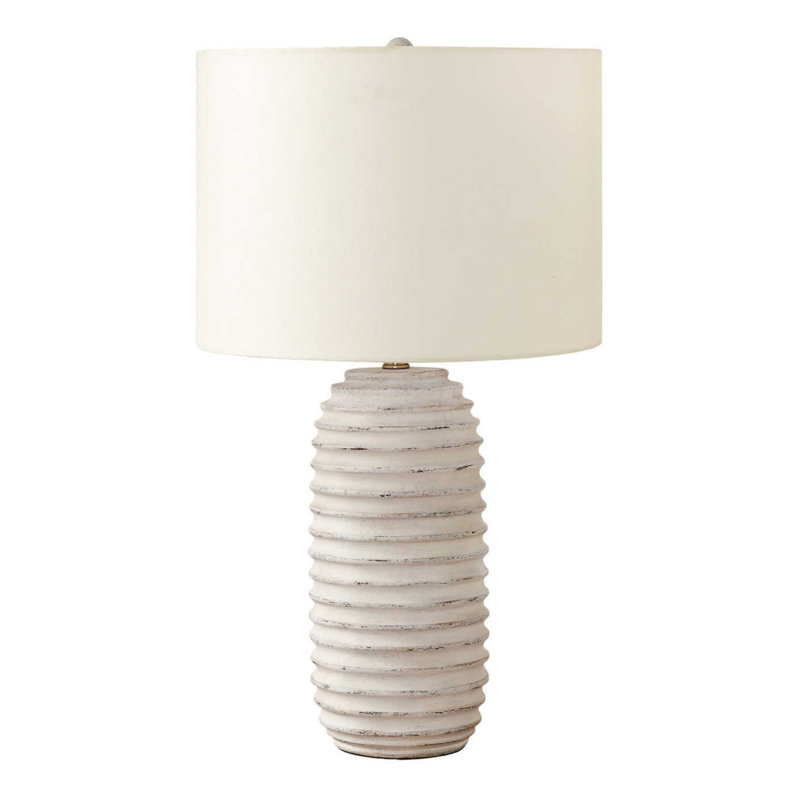 Lampe de table H 28 po, résine crème, abat-jour ivoire / crème, l 28 po x l 16 po x H 28 po