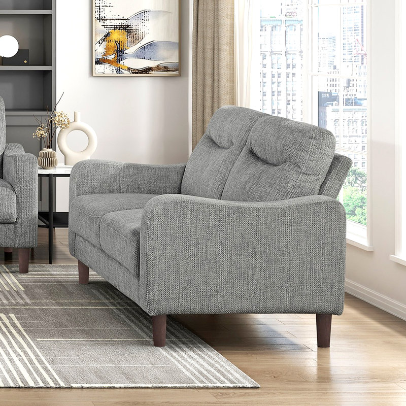 Meuble de salon moderne avec causeuse et revêtement en chenille gris