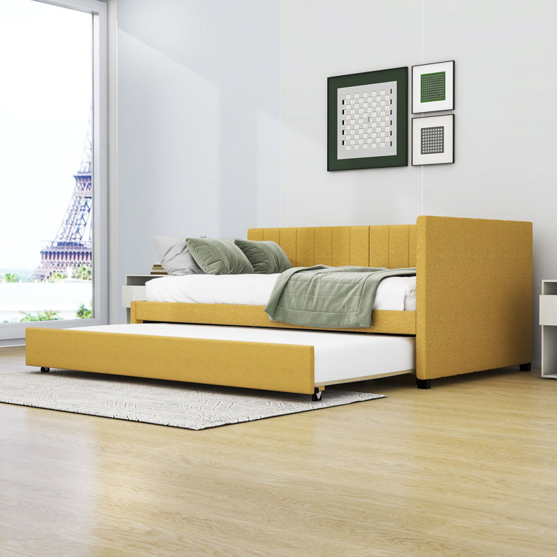 Lit de jour avec couchette Thelman, Jaune, Lit simple