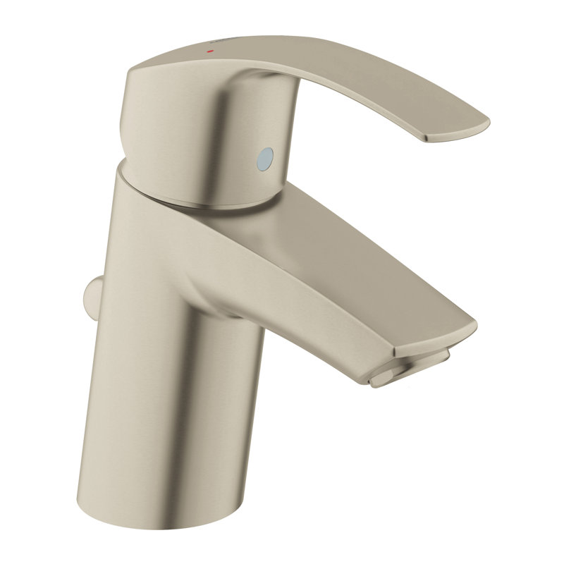 Robinet de salle de bain à un trou à arc bas avec ensemble de bonde et robinet de douche EuroSmart®, Nickel brossé