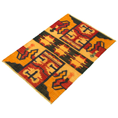 Tapis de zone en laine 4 pi x 6 po one-of-kind main-noué la new age anatolian