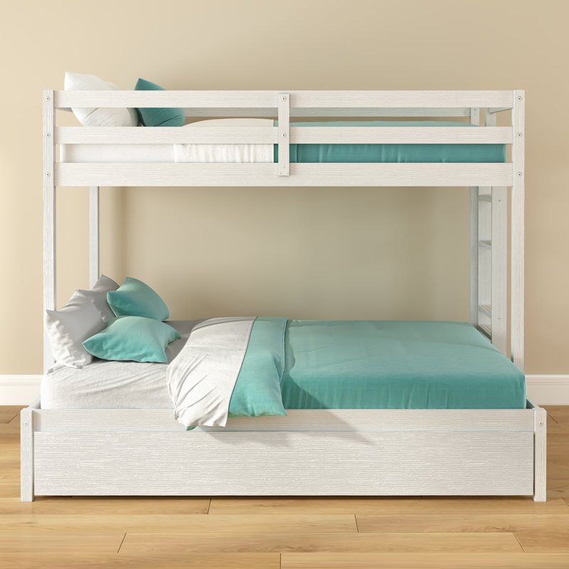 Bear Bunk Bed with Trundle, Brushed White, Twin/Full
