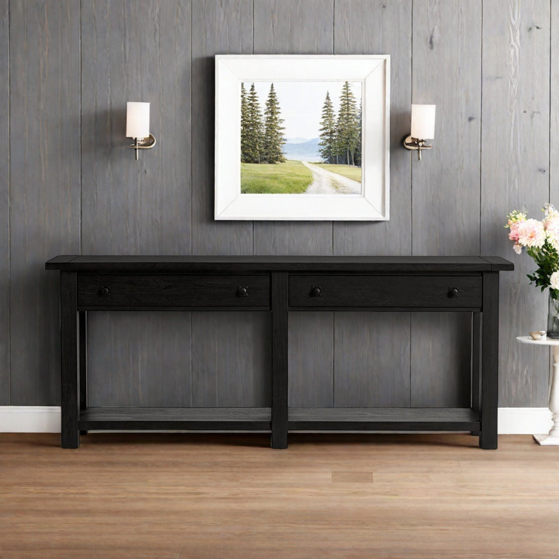 Console rustique, H 29,92 po x l 70,87 po x P 15,75 po, Noir