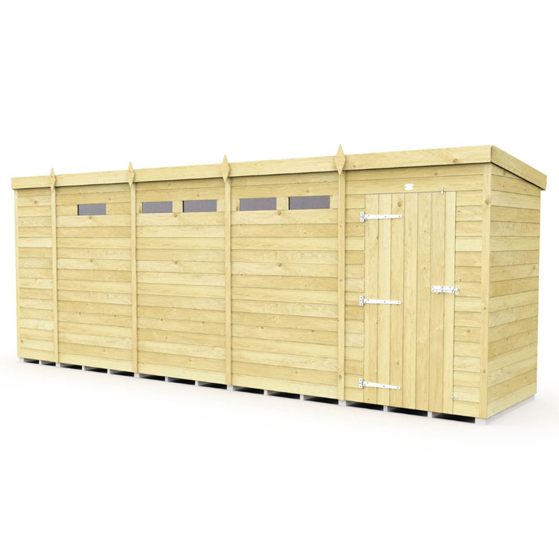 17ft x 4ft Pent Security Shed - Single Door