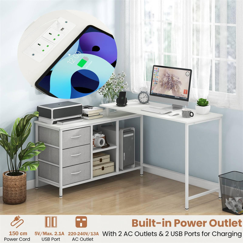 Blunk 10Cm W L-Shaped Computer Desk