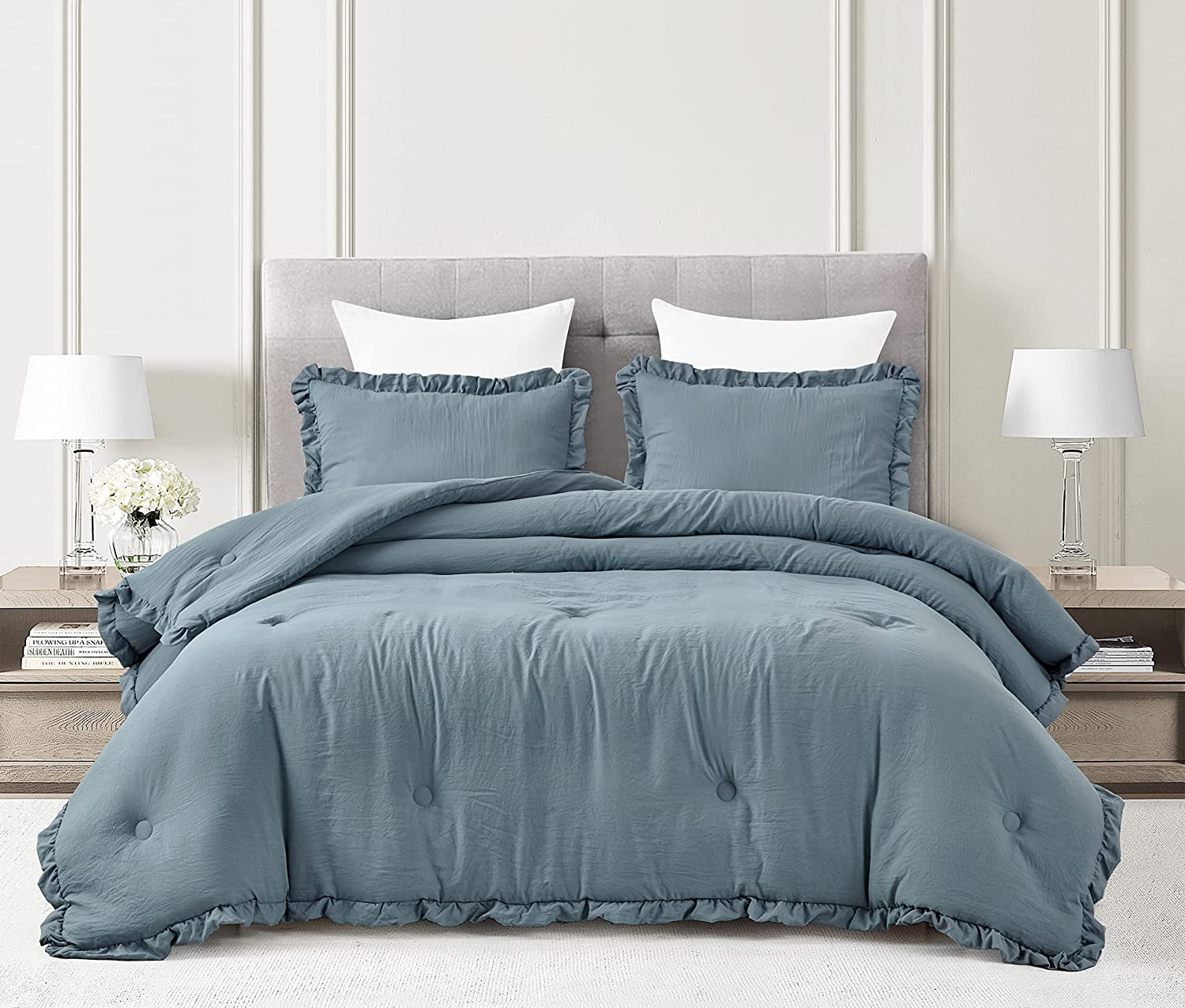 Chezmoi Collection Nora Washed Microfiber Ruffled Comforter Set & Reviews | Wayfair