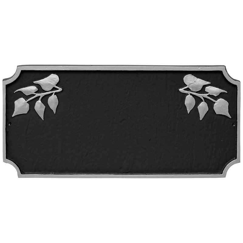 Plaque d’adresse murale sur 2 lignes camden ivy, Noir / argent