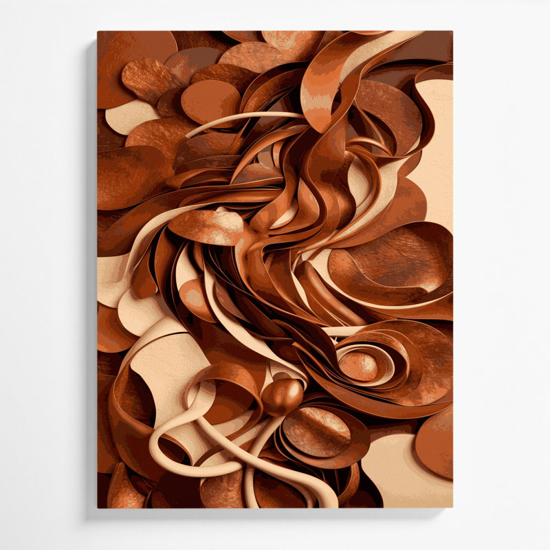 "Abstract Shapes" 52, art mural sur toile brune, H 14 po x l 11 po