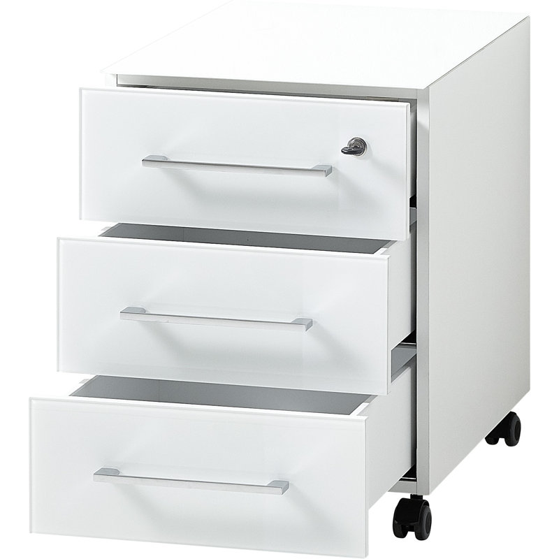 8 Piece Glass Writing Desk Office Set, White