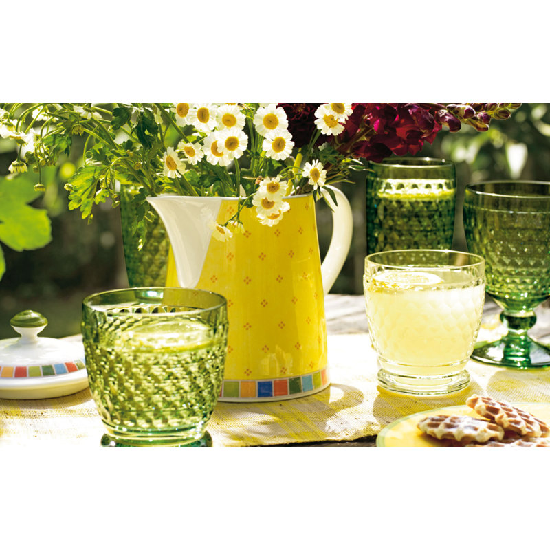 Villeroy & Boch Boston Colored Lead Free Crystal Goblet Set, Green, 14 oz.