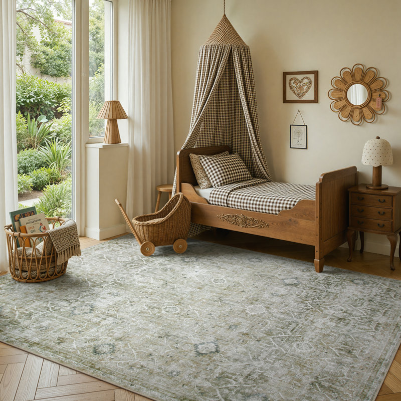 Tapis lavable rétro Tribal Cashmere, Rectangulaire 8 pi x 10 pi