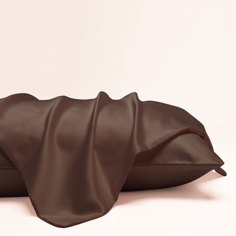 Satin Pillow Cases, Zippered Pillowcases for Hair and Skin - NTBAY, Dark Brown, King