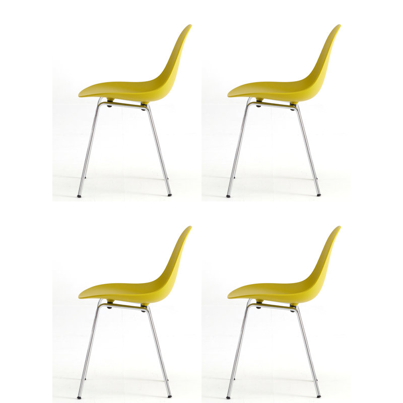 Chaise d'appoint et de salle à manger TA (ensemble de 4), Moutarde / chrome