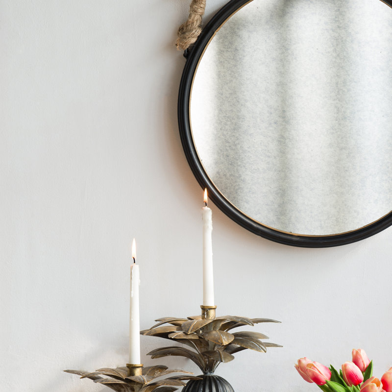 19.5" in  Round Mirror with Rope Strap
