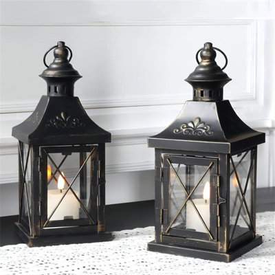 2 Piece Metal Lantern Set