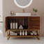 Meuble-lavabo moderne de 36 po avec lavabo vasque en céramique, armoire d'appoint dorée-387103190-387103191