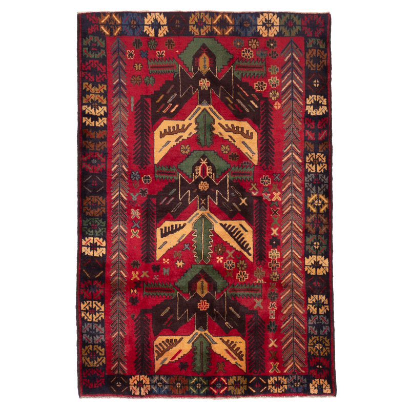 Tapis rouge Teimani 3 pi 10 po x 5 pi 9 po