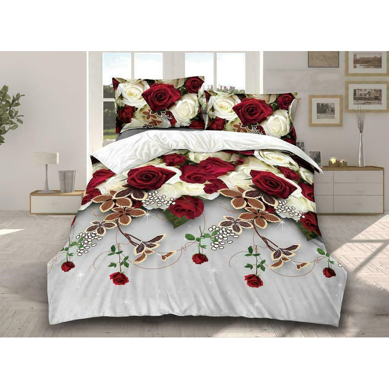 Chivers Polyester Floral Duvet Cover Set with Pillowcases Included, Kingsize - 2 Standard Pillowcases