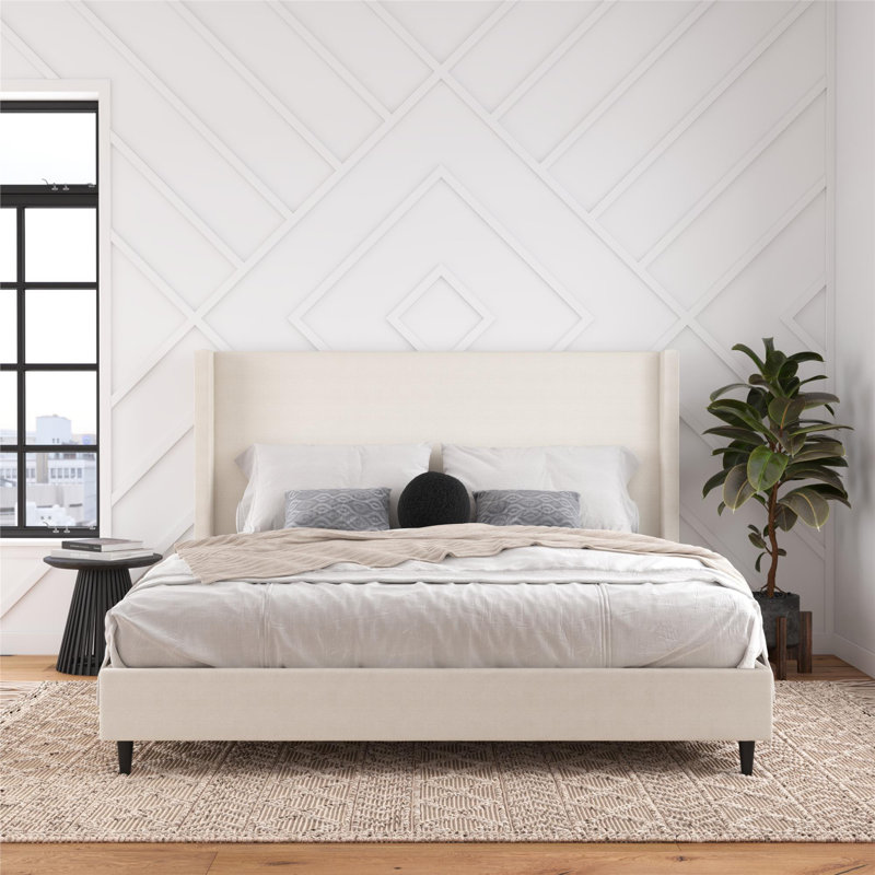 Wade Logan® Birzer King Upholstered Wingback Bed | Wayfair