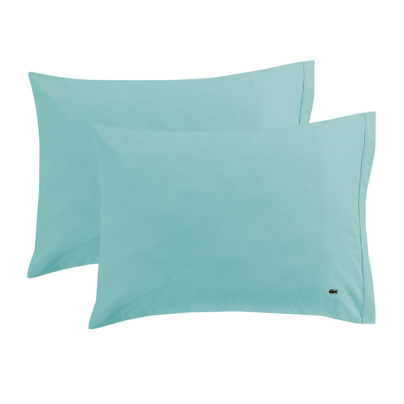 Lacoste Cotton Percale 100% Cotton Pillowcase, Standard Pillowcase, Water Blue