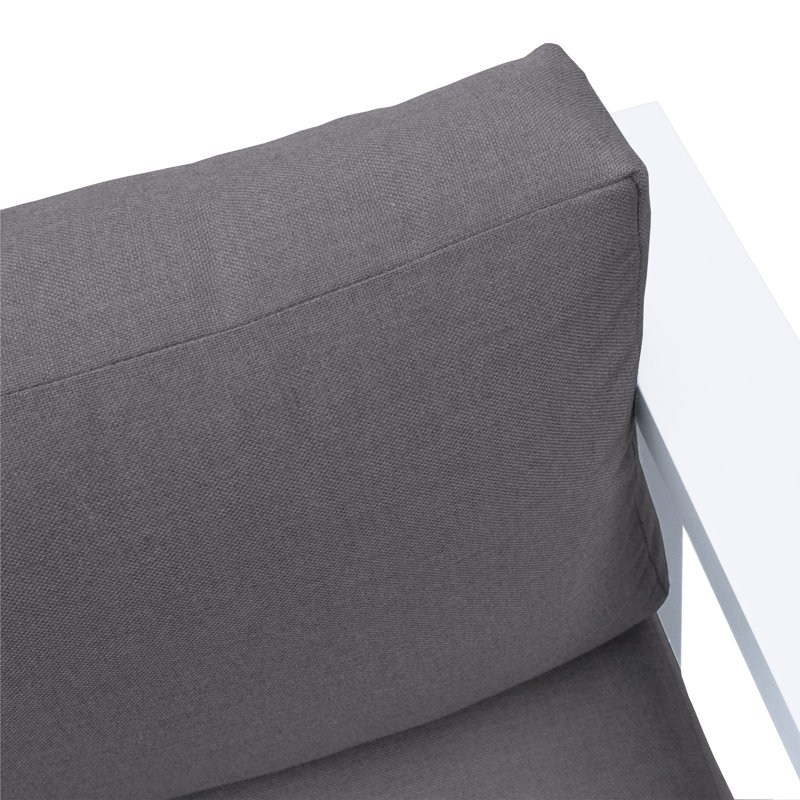 Canapé d'extérieur en aluminium gris foncé et blanc Rishana