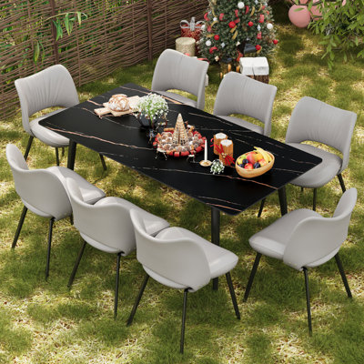 Table de salle à manger d'extérieur 70,8 po avec pieds en métal